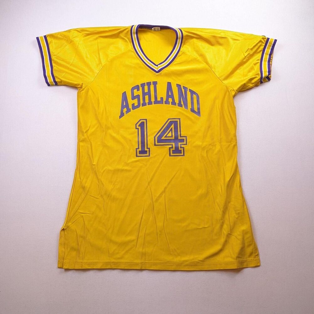 80s Champion Jersey Yellow Shirt Size 14 Lady Champion Tag